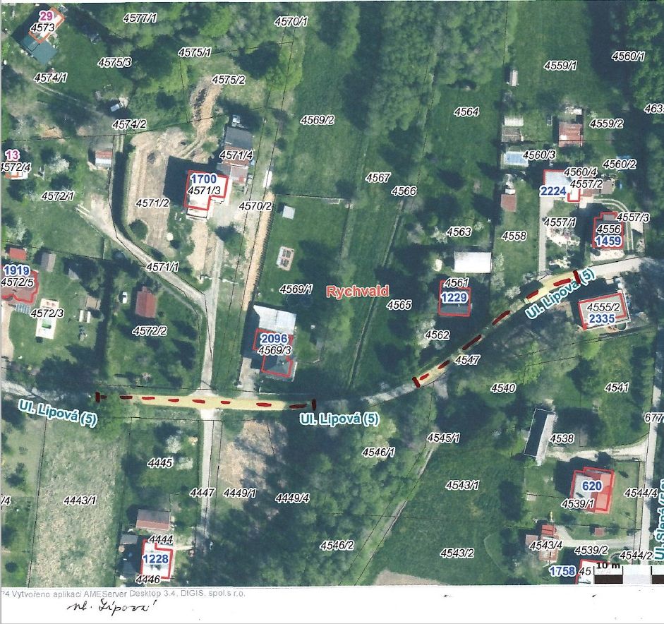 Úsek vozovky frézování říjen 2024 ul. Lipová 1. část
