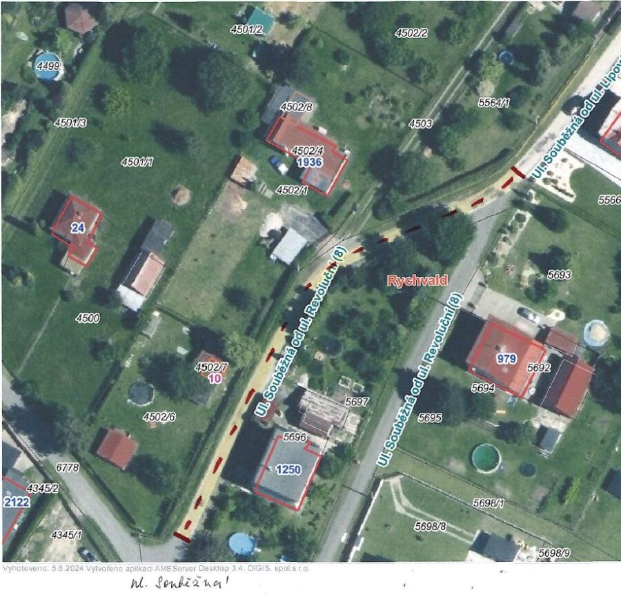 Úsek vozovky frézování říjen 2024 ul. Souběžná