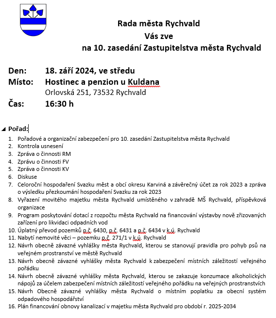 Program 10. zasedání ZM