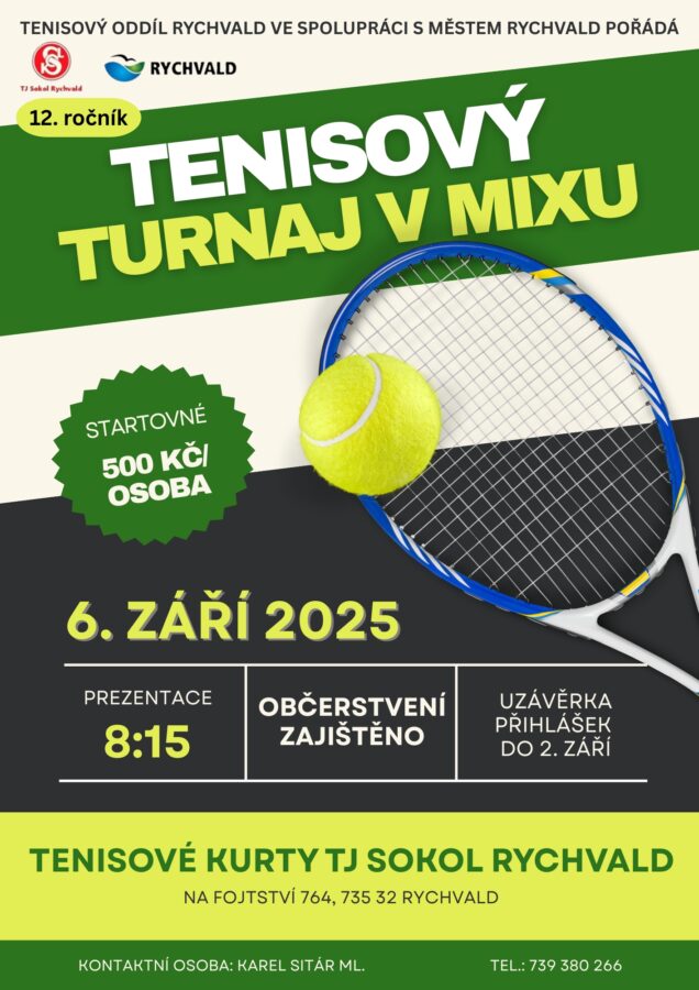 Plakát: tenisový turnaj mix 2025